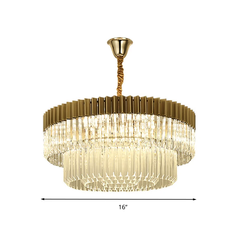 Messing 2-laags kroonluchter hanglamp modernisme 6 hoofden kristallen hanglamp voor woonkamer Clearhalo