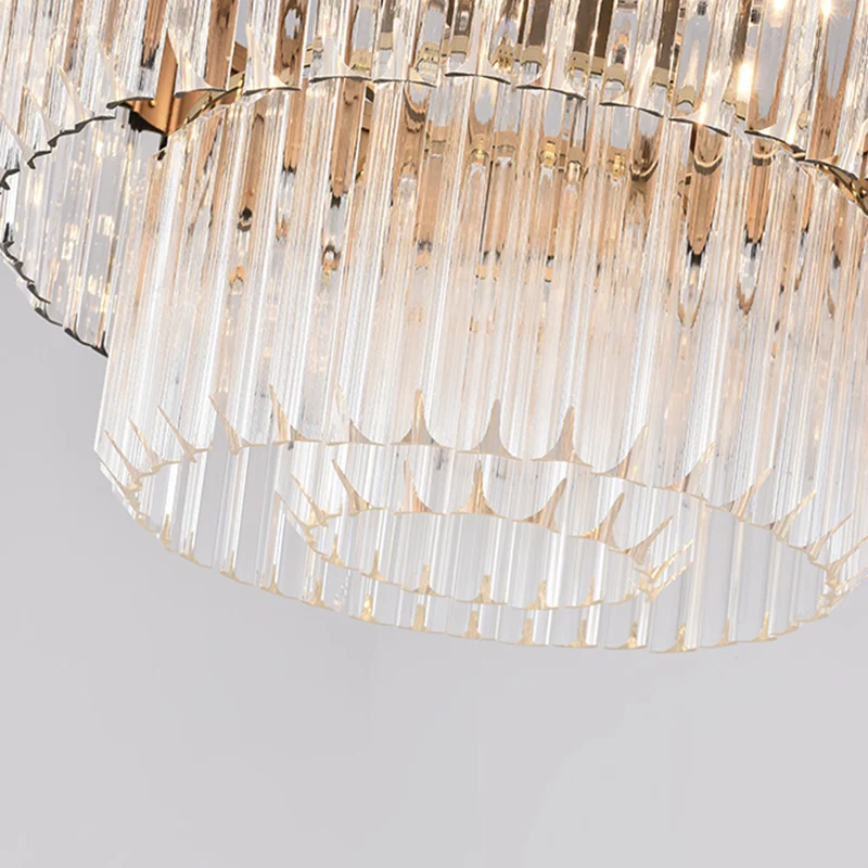 Messing 2-laags kroonluchter hanglamp modernisme 6 hoofden kristallen hanglamp voor woonkamer Clearhalo