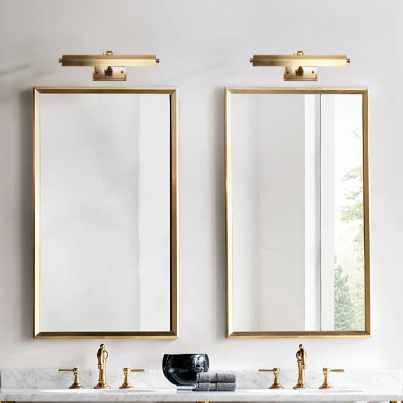 Messing 2-lichts ijdelheid schans traditionalistische metalen staaf verstelbare wandlamp voor badkamer Clearhalo