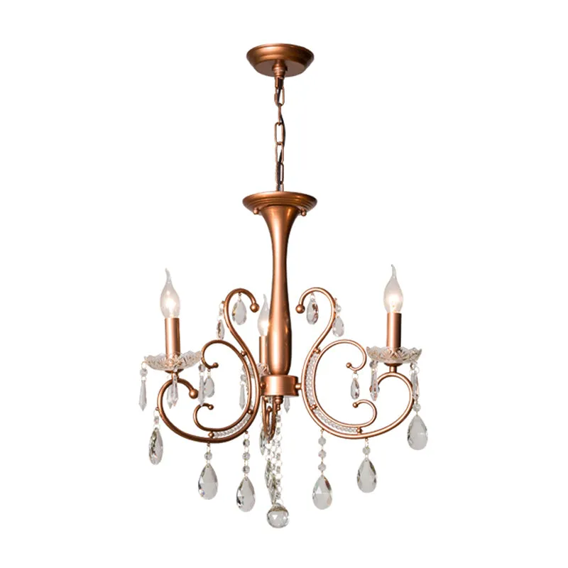 Messing 3/6/8 lichten kroonluchterlamp platteland kristal bochtige ophanging hanglamp Clearhalo