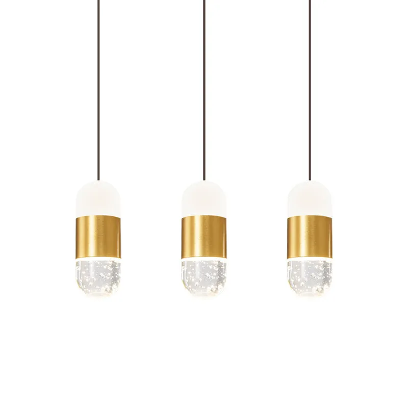 Messing 3-koppige clusterhanger Minimalistische louche kristallen capsule hangende plafondlamp voor eetkamer Clearhalo