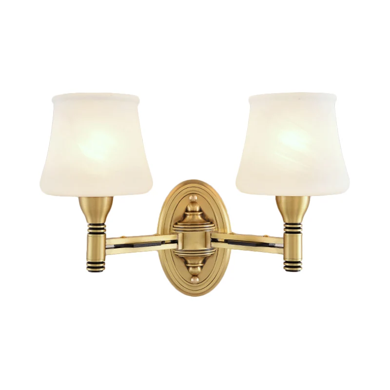 Messing afwerking 1/2-lamp wandlamp Vintage stijlvolle melkglas kegel schaduw wandkandelaar armatuur voor slaapkamer Clear...