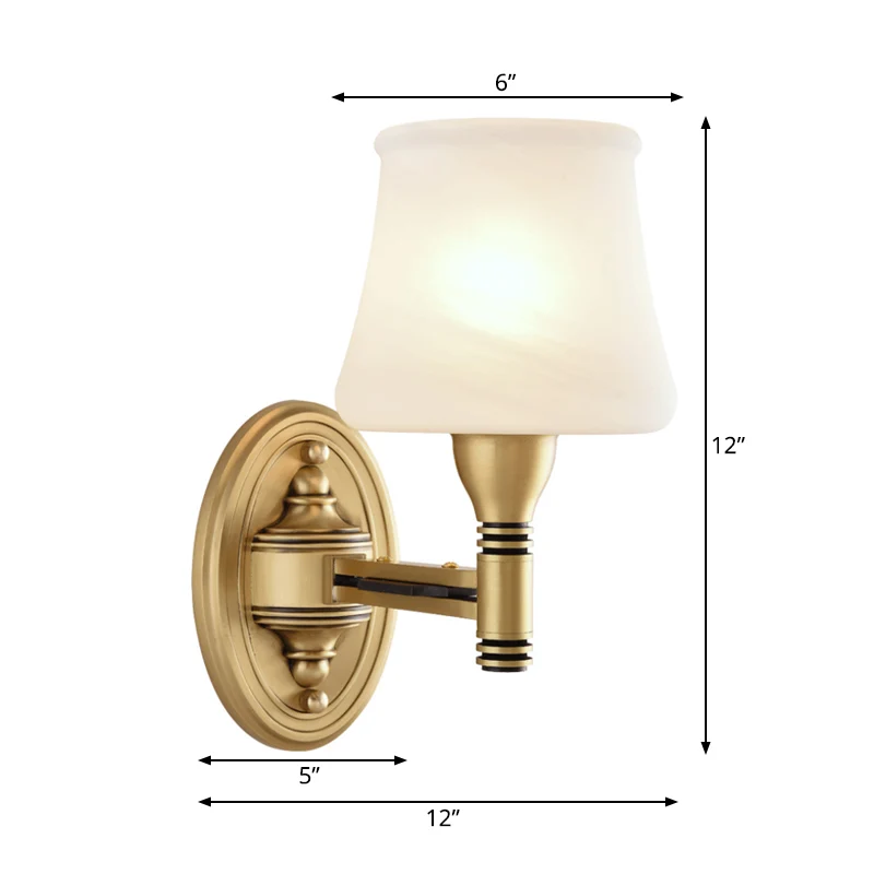 Messing afwerking 1/2-lamp wandlamp Vintage stijlvolle melkglas kegel schaduw wandkandelaar armatuur voor slaapkamer Clear...