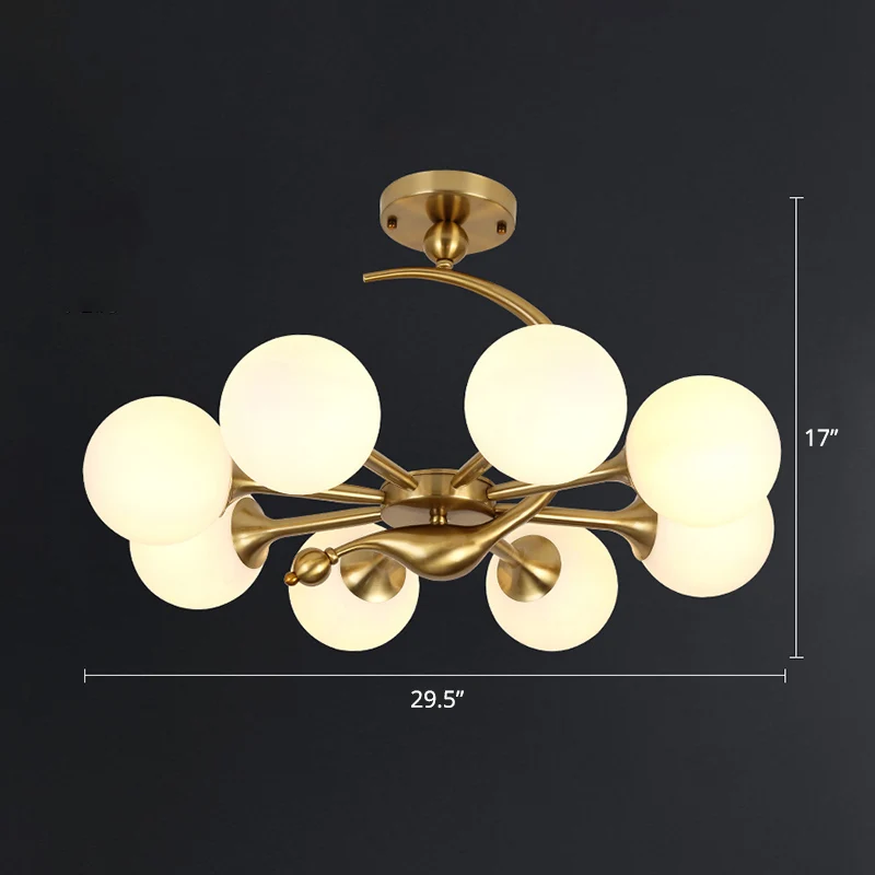 Messing afwerking bal hanglamp postmodernisme glazen kroonluchter licht voor woonkamer Clearhalo