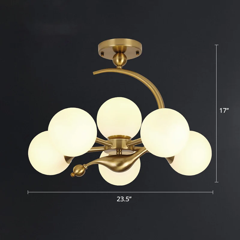 Messing afwerking bal hanglamp postmodernisme glazen kroonluchter licht voor woonkamer Clearhalo