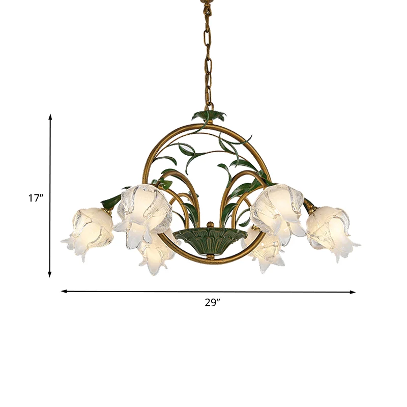 Messing Bloemen Kroonluchter Hanglamp Pastorale Stijl Metaal 6/8/10 Hoofden Woonkamer LED Hanglamp Clearhalo