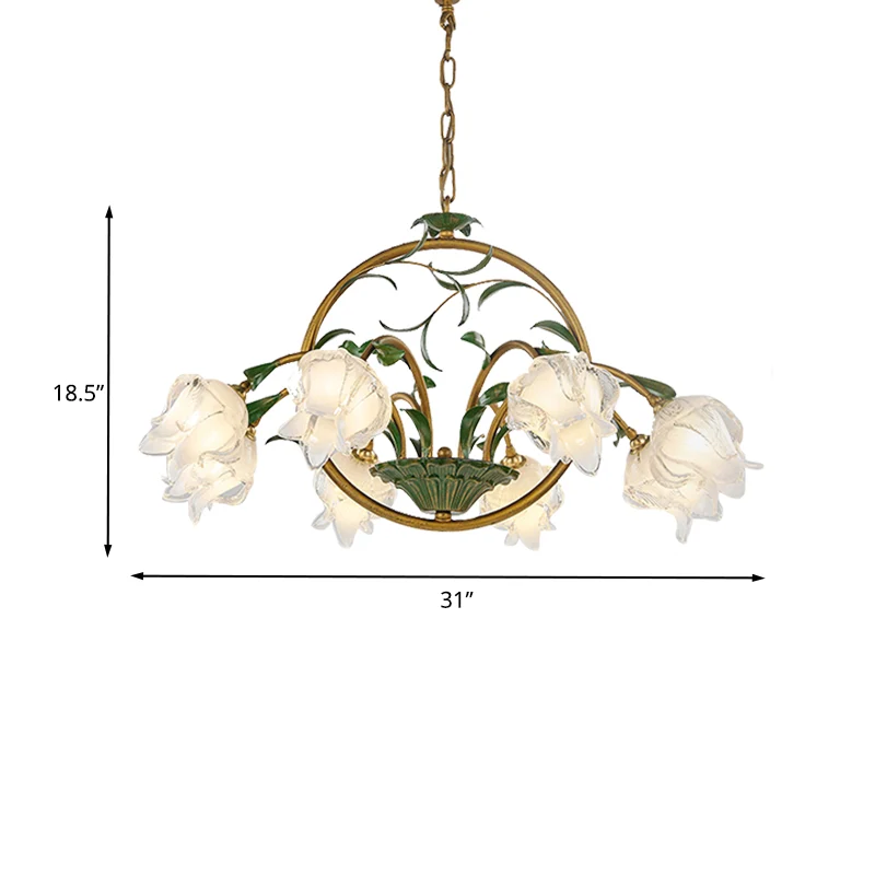 Messing Bloemen Kroonluchter Hanglamp Pastorale Stijl Metaal 6/8/10 Hoofden Woonkamer LED Hanglamp Clearhalo
