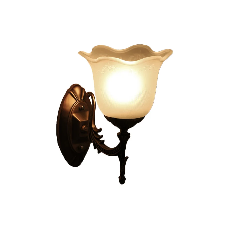 Messing geschulpte bel wandlamp armatuur rustiek matglas 1/2-licht woonkamer wandmontage verlichting Clearhalo