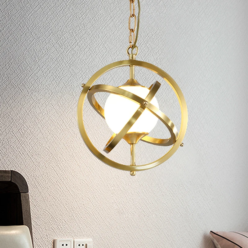 Messing Globe Hanglamp Klassiek Metaal 1 Licht Woonkamer Hangend Plafondlamp Clearhalo