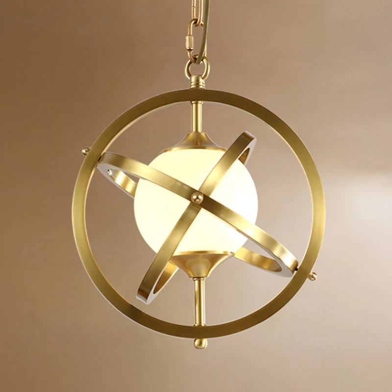 Messing Globe Hanglamp Klassiek Metaal 1 Licht Woonkamer Hangend Plafondlamp Clearhalo