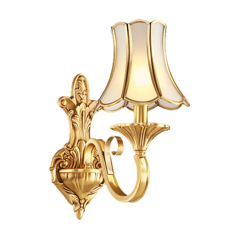 Messing gouden afwerking wandlamp schans gescrold arm 1/2 lampen koloniale stijl muurbevestiging verlichting Clearhalo
