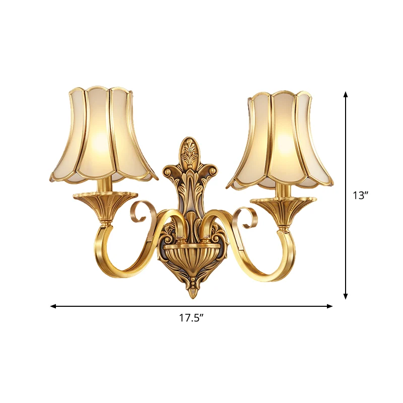 Messing gouden afwerking wandlamp schans gescrold arm 1/2 lampen koloniale stijl muurbevestiging verlichting Clearhalo