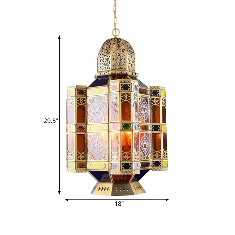 Messing hanglamp met 3 lampen, Arabische stijl, metalen kasteelkroonluchterlamp voor restaurant Clearhalo