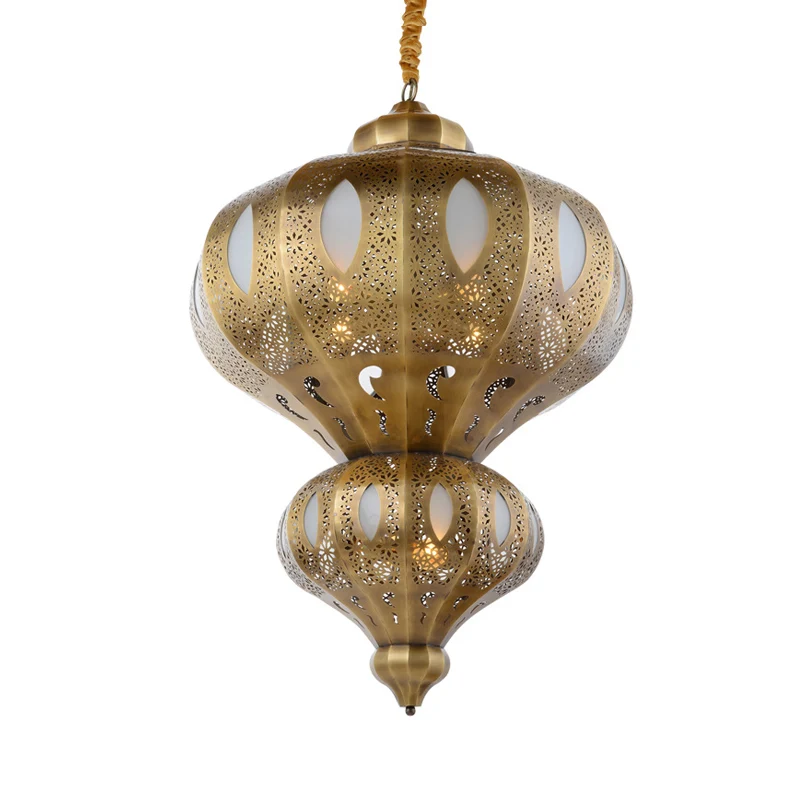 Messing 8 hoofden hangende hanglamp Arabische Meta kalebas vorm kroonluchter verlichtingsarmatuur Clearhalo