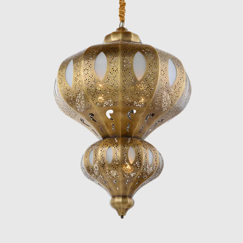 Messing 8 hoofden hangende hanglamp Arabische Meta kalebas vorm kroonluchter verlichtingsarmatuur Clearhalo