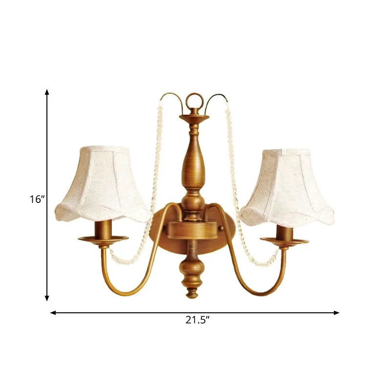 Messing kaars wandkandelaar licht vintage metaal 2 lampen slaapkamer wandmontage licht met schaduw/schaduwloos Clearhalo