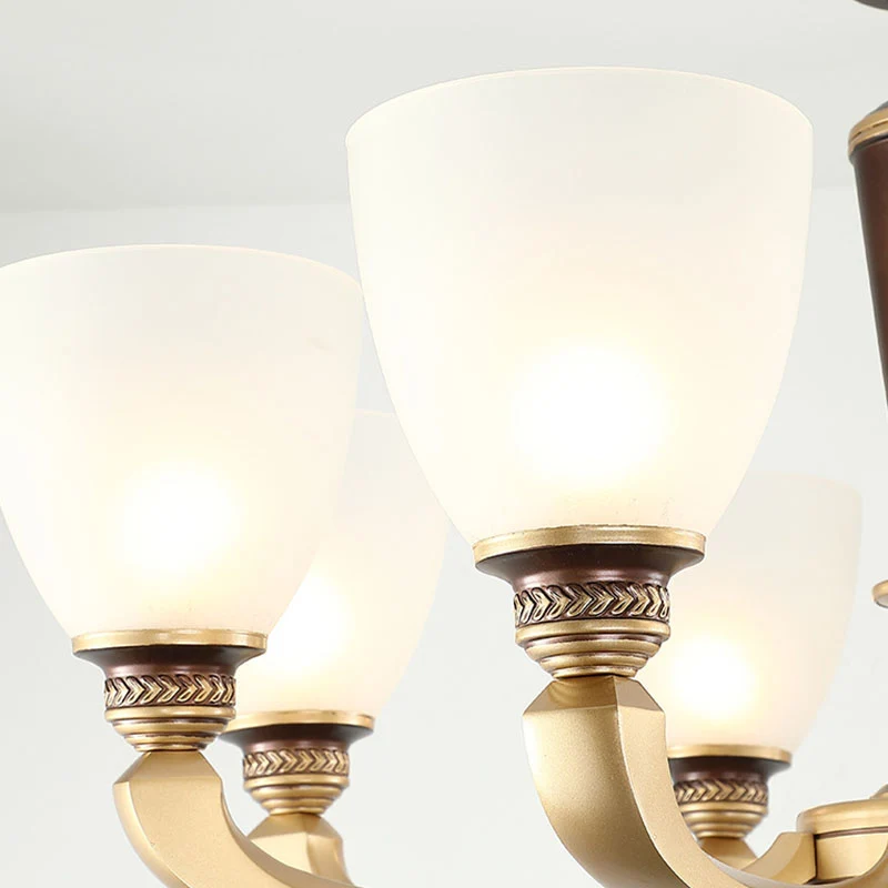 Messing kom hanglampset modernistische witte matglazen plafondkroonluchter Clearhalo