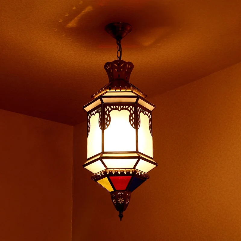 Messing Lantaarn Hanglamp Traditie Metaal 1 Lamp Eetkamer Plafond Hanglamp Clearhalo