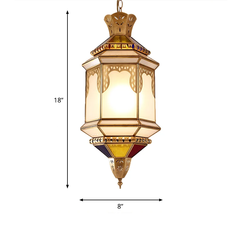 Messing Lantaarn Hanglamp Traditie Metaal 1 Lamp Eetkamer Plafond Hanglamp Clearhalo