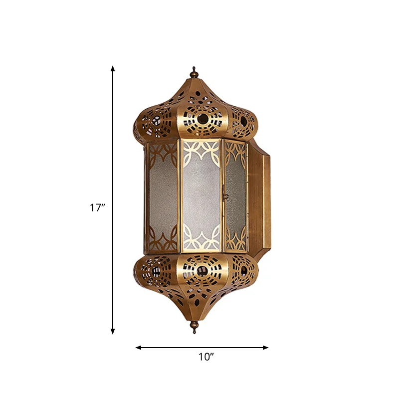 Messing lantaarn schans licht art deco metaal 1 lamp woonkamer wandmontage verlichting Clearhalo