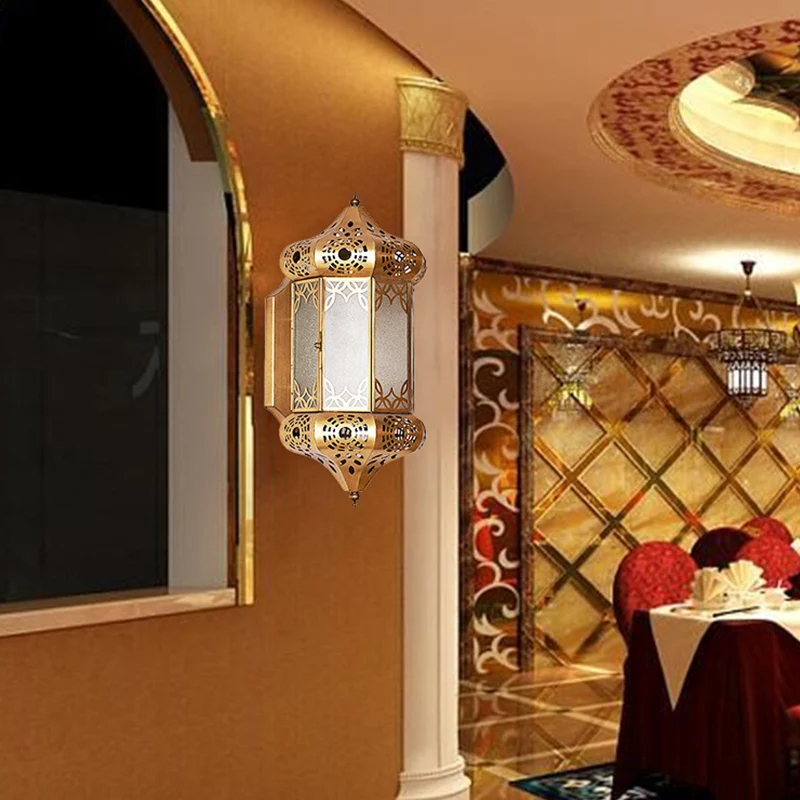 Messing lantaarn schans licht art deco metaal 1 lamp woonkamer wandmontage verlichting Clearhalo