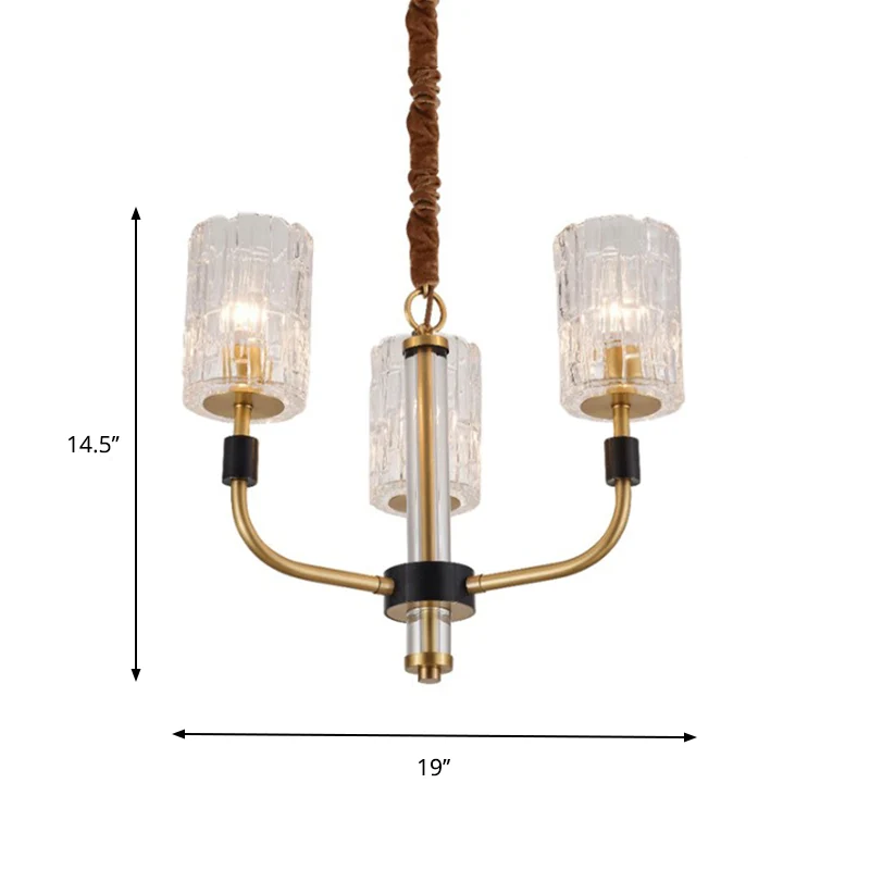 Messing 3/6 lichten kroonluchter verlichting minimalisme kristallen blok cilindrische plafond hanglamp Clearhalo