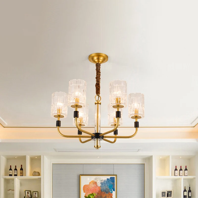 Messing 3/6 lichten kroonluchter verlichting minimalisme kristallen blok cilindrische plafond hanglamp Clearhalo