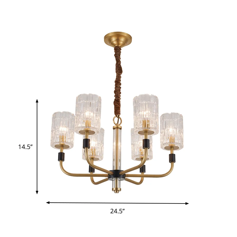 Messing 3/6 lichten kroonluchter verlichting minimalisme kristallen blok cilindrische plafond hanglamp Clearhalo