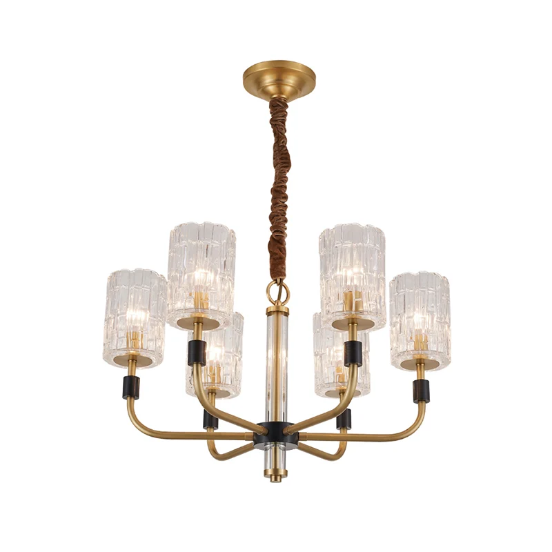 Messing 3/6 lichten kroonluchter verlichting minimalisme kristallen blok cilindrische plafond hanglamp Clearhalo