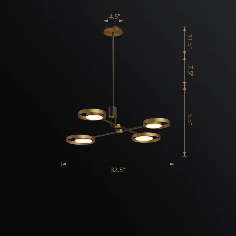 Messing moleculaire hanglamp postmoderne LED metalen kroonluchterlamp met acryl diffuser Clearhalo