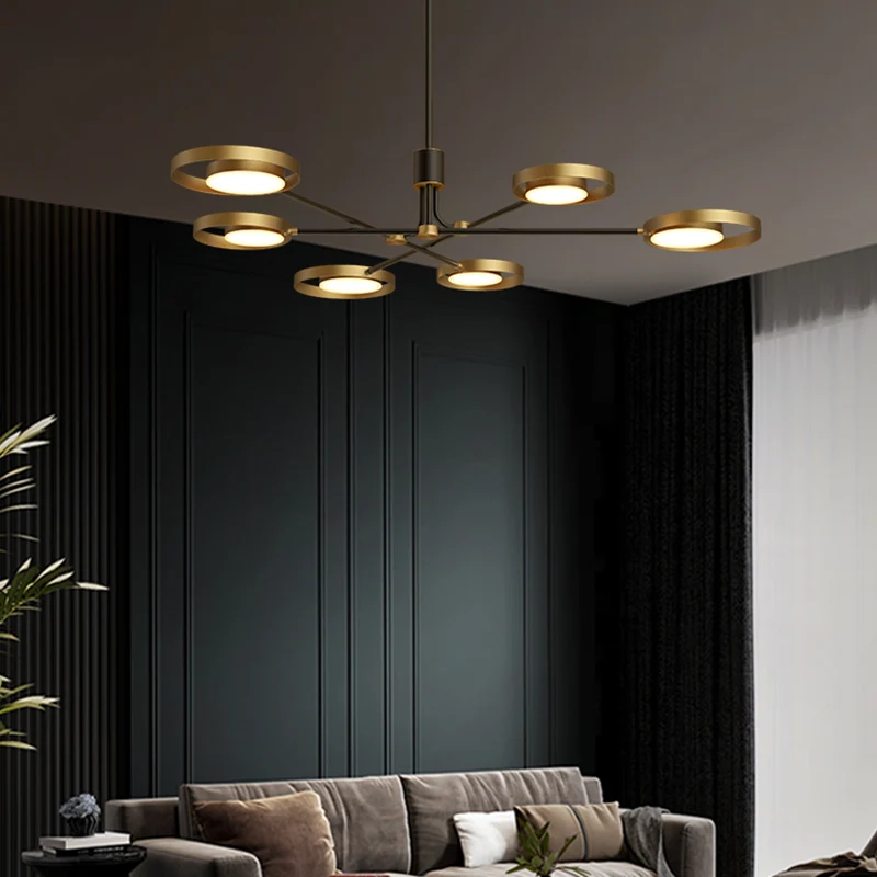 Messing moleculaire hanglamp postmoderne LED metalen kroonluchterlamp met acryl diffuser Clearhalo