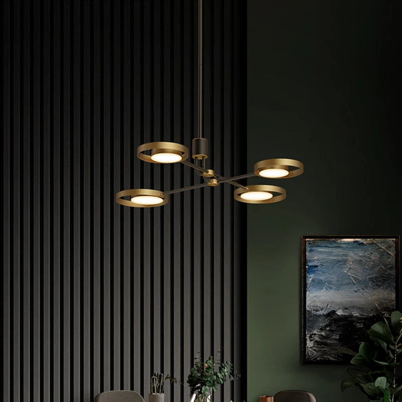 Messing moleculaire hanglamp postmoderne LED metalen kroonluchterlamp met acryl diffuser Clearhalo