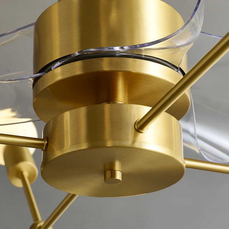 Messing moleculaire semi-inbouw kroonluchter postmoderne metalen afstandsbediening plafondventilator licht met 3 bladen, 3...