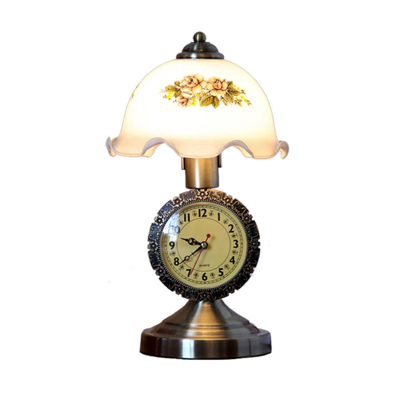 Messing nachttafellamp met 1 lamp, landelijke stijl, gefacetteerde glazen koepelvormige tafellamp voor slaapkamer Clearhalo
