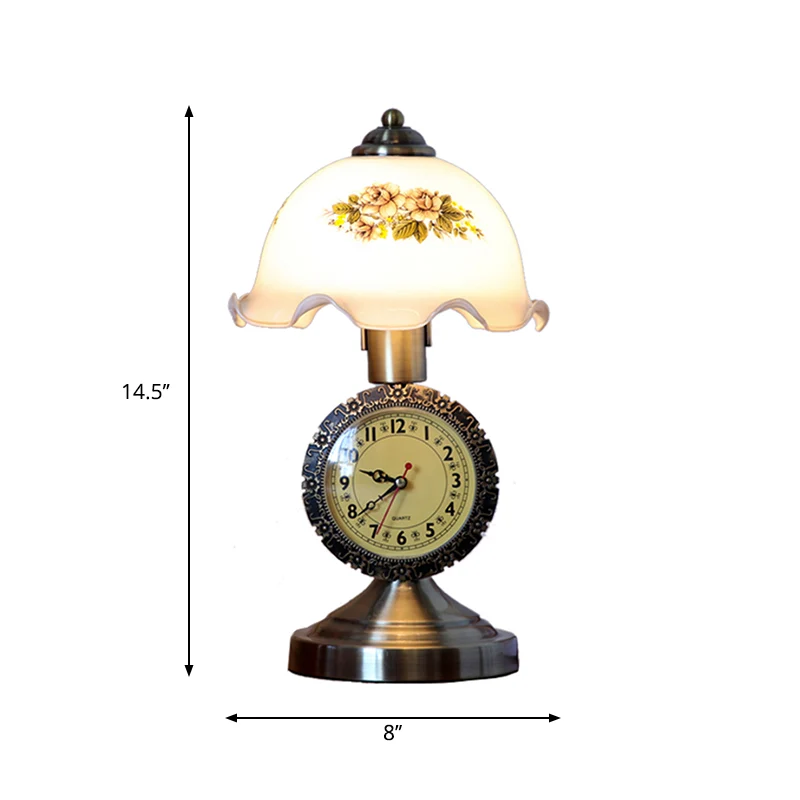Messing nachttafellamp met 1 lamp, landelijke stijl, gefacetteerde glazen koepelvormige tafellamp voor slaapkamer Clearhalo
