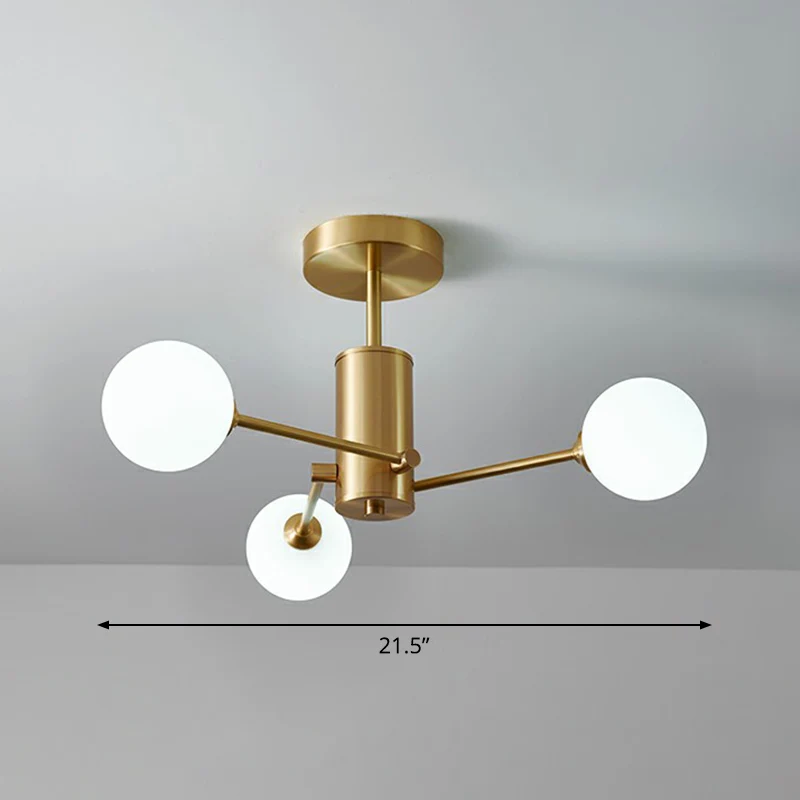 Messing radiale ophanging verlichting postmoderne bolglazen kroonluchterlamp voor woonkamer Clearhalo
