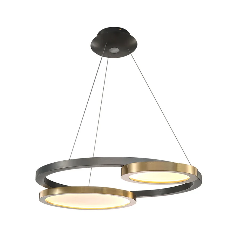 Messing ring hangende hanglamp Eenvoudige stijl metalen LED-kroonluchterlicht warm/wit licht Clearhalo