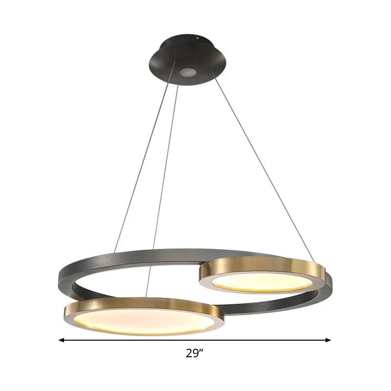 Messing ring hangende hanglamp Eenvoudige stijl metalen LED-kroonluchterlicht warm/wit licht Clearhalo