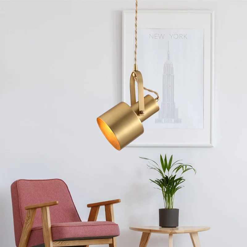Messing roterende fakkel hanglamp postmodern 1 kop metalen hangende plafondlamp voor woonkamer Clearhalo