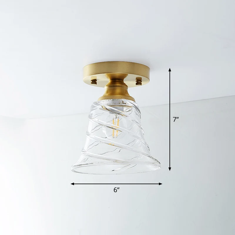 Messing schaduwrijke kleine inbouwverlichting Platteland Enkele badkamer Semi-inbouw plafondlamp Clearhalo