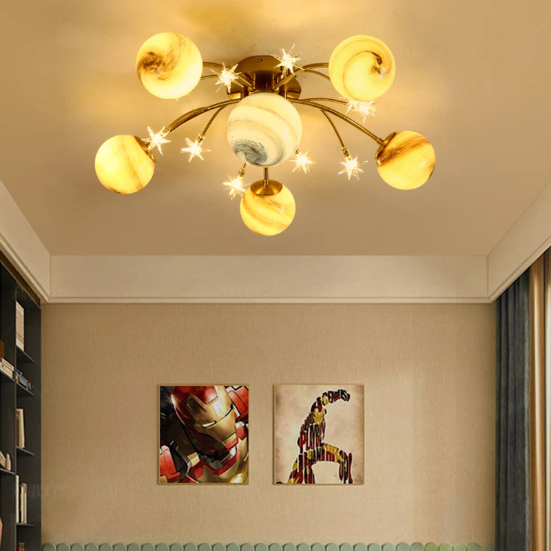 Messing Space Planet inbouwlamp, postmodern veelkleurig glas, halfverzonken plafondlamp Clearhalo
