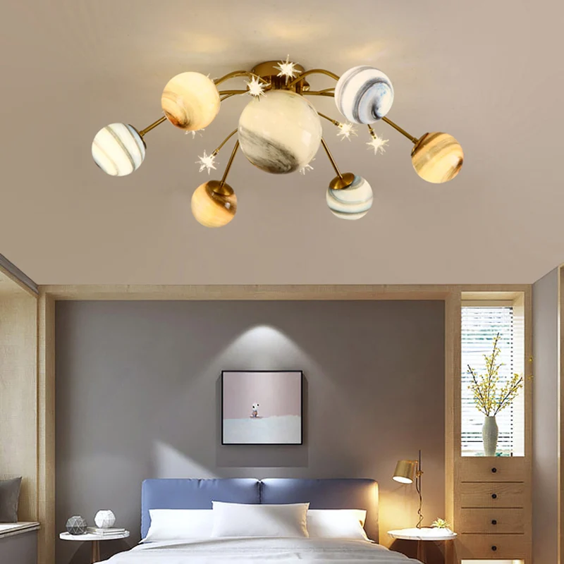Messing Space Planet inbouwlamp, postmodern veelkleurig glas, halfverzonken plafondlamp Clearhalo
