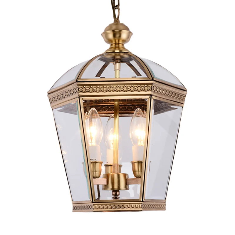 Messing taps toelopende kroonluchterlamp Scandinavisch helder glas 3 lampen Hangende plafondlamp voor woonkamer Clearhalo