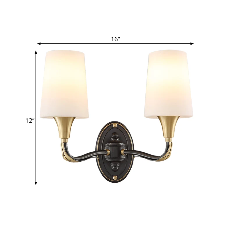 Messing taps toelopende wandlamp Traditionele matglazen 1/2-licht gang wandkandelaarverlichting Clearhalo