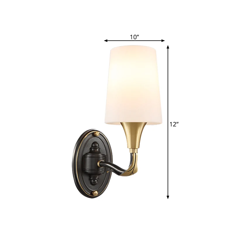 Messing taps toelopende wandlamp Traditionele matglazen 1/2-licht gang wandkandelaarverlichting Clearhalo