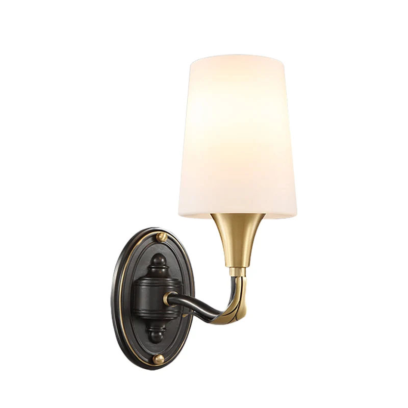 Messing taps toelopende wandlamp Traditionele matglazen 1/2-licht gang wandkandelaarverlichting Clearhalo