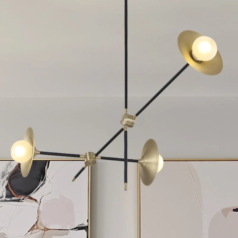 Messing uitlopende schaduw hangende kroonluchter hedendaagse 3/6/12 lichts metalen hanglamp Clearhalo