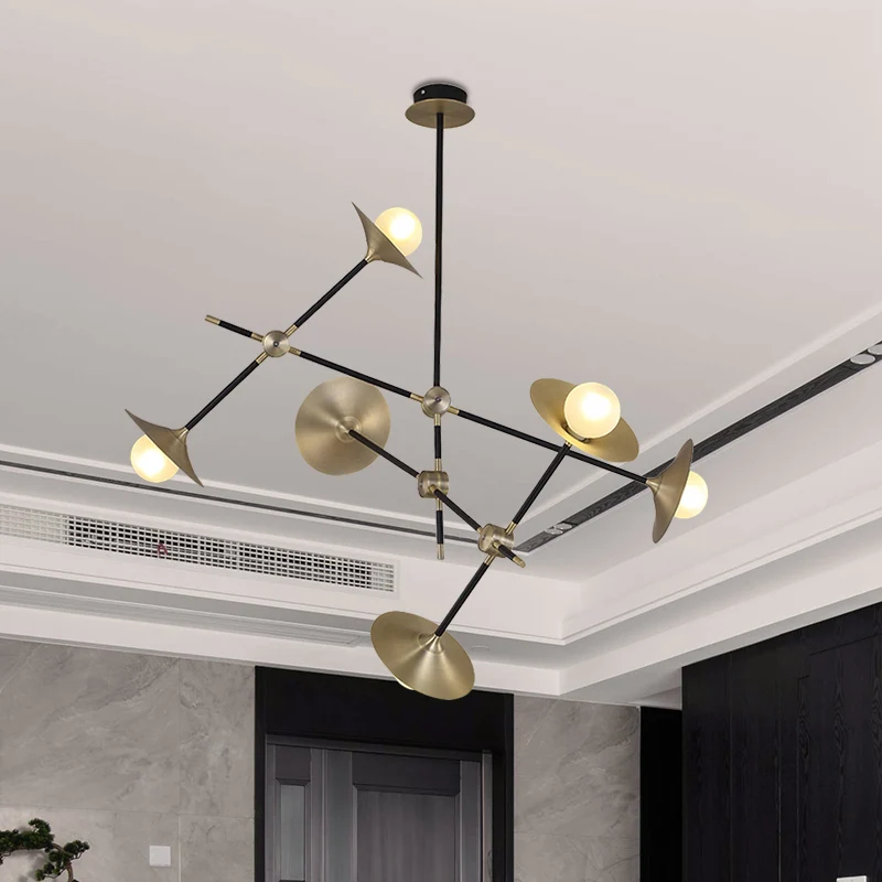 Messing uitlopende schaduw hangende kroonluchter hedendaagse 3/6/12 lichts metalen hanglamp Clearhalo