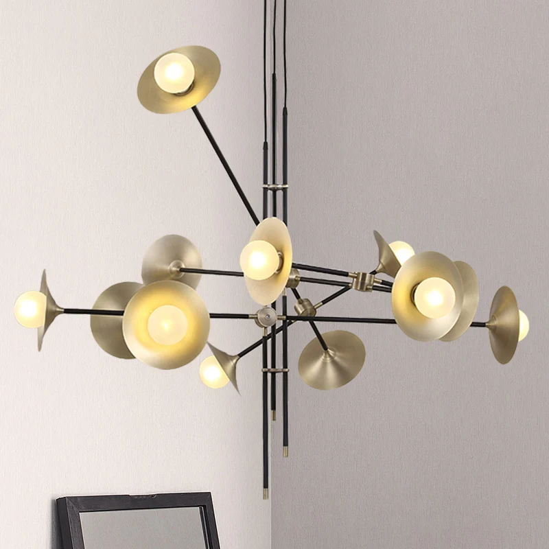 Messing uitlopende schaduw hangende kroonluchter hedendaagse 3/6/12 lichts metalen hanglamp Clearhalo