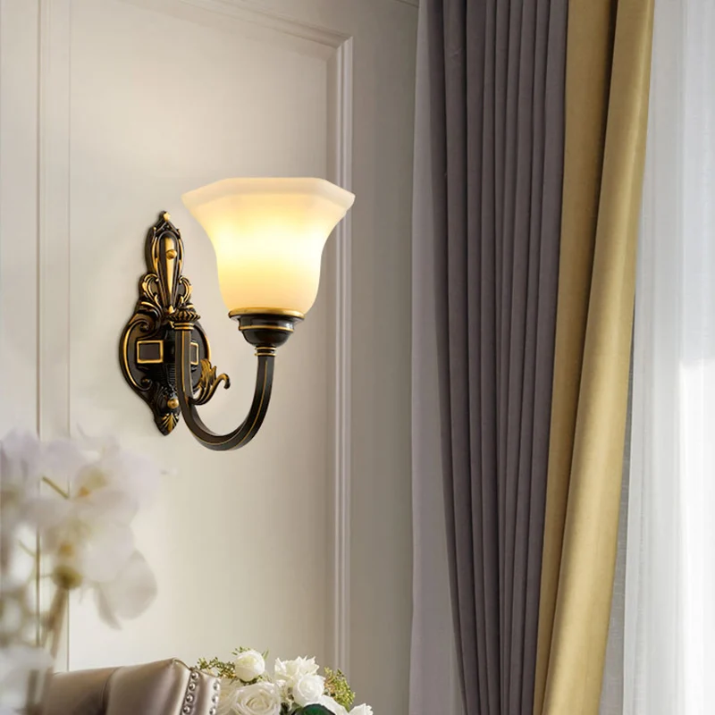 Messing wandverlichting armatuur rustieke vorst glazen klokvormige wandlamp voor woonkamer Clearhalo